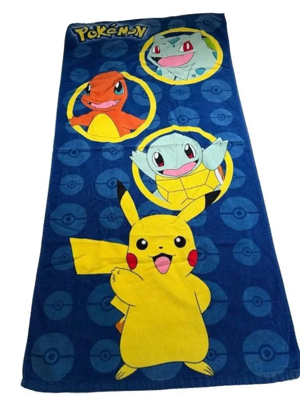 Nintendo Pokemon Character Beach Towel featuring Pikachu, Charmander, Squirtle